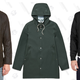 Barbour Ashby Wax Jacket | Stutterheim Stockholm Basic Raincoat | Everlane Cotton Bomber Jacket